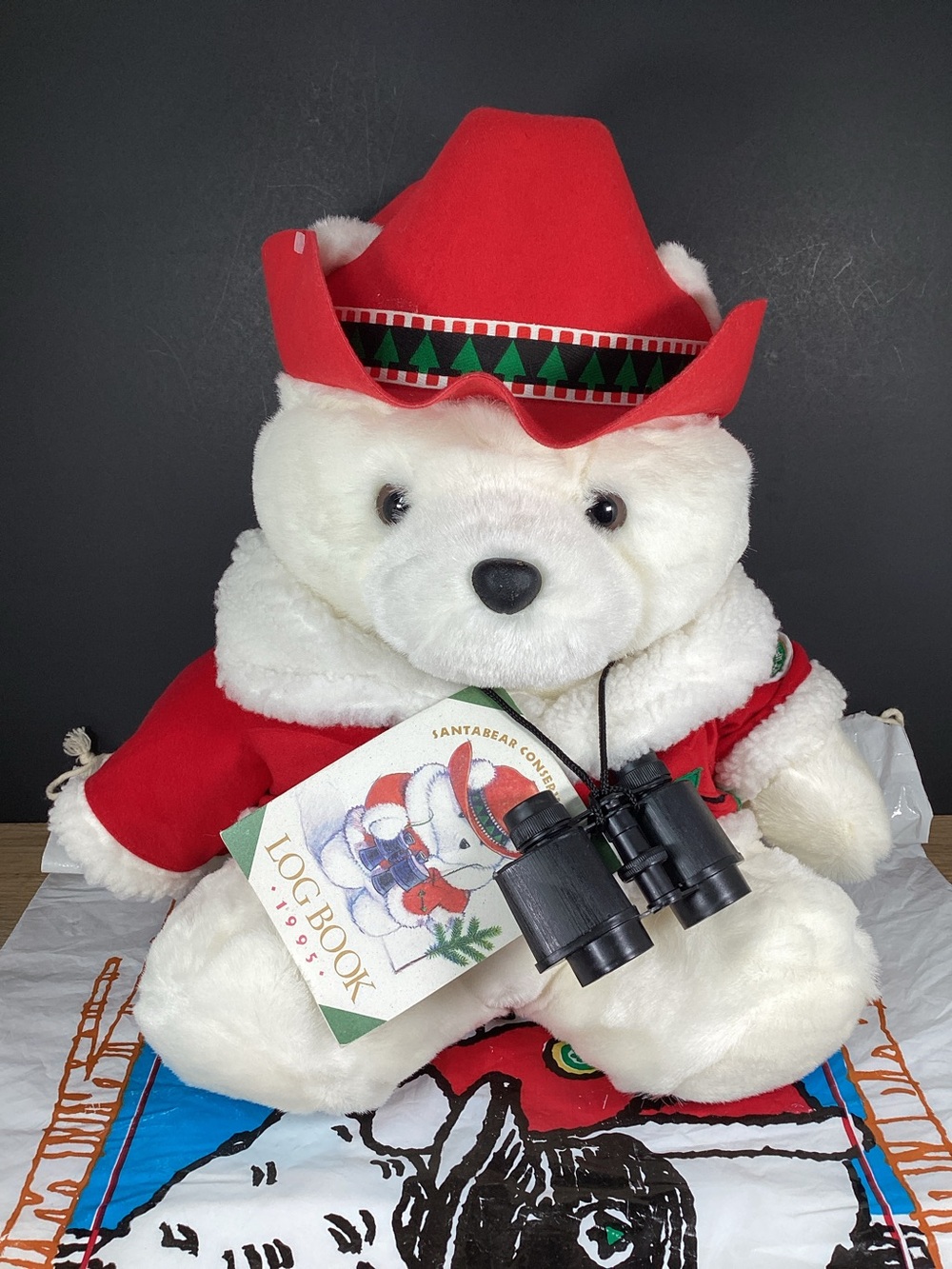 1995 Santa Bear Dayton Hudson Conservation Corps Log Book, Binoculars, Sales Bag